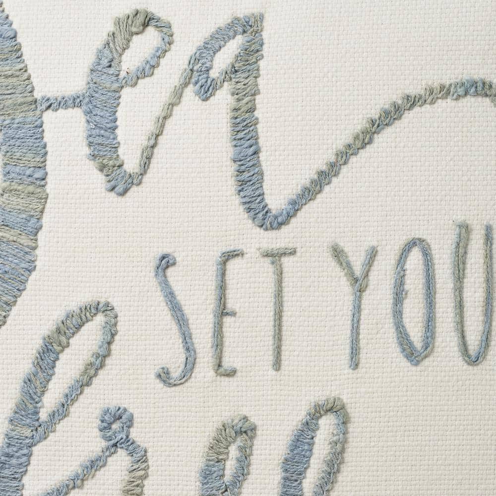 White Cotton Embroidered Coastal Euro Pillow Cover