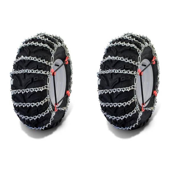 OAKTEN 21x10x12, 22x8x12, 22x10x10, 23x8x10, 23x8x11, 23x10x10 in. 2-link ATV Tire chains with Tensioners, Set of 2