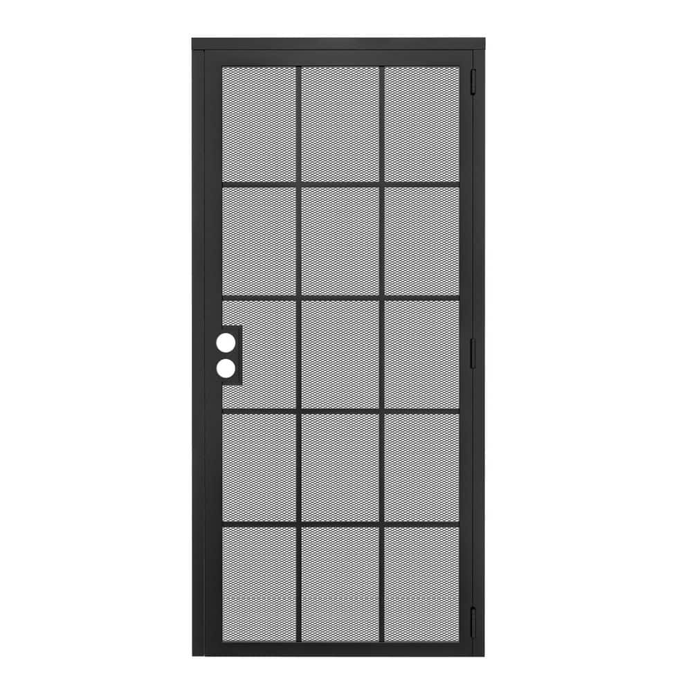 36 in. x 80 in. Universal/Reversible Hinging 15-Grid Black Surface Mount Steel Security Door w/Expanded Metal Screen price history on PriceWatchPro