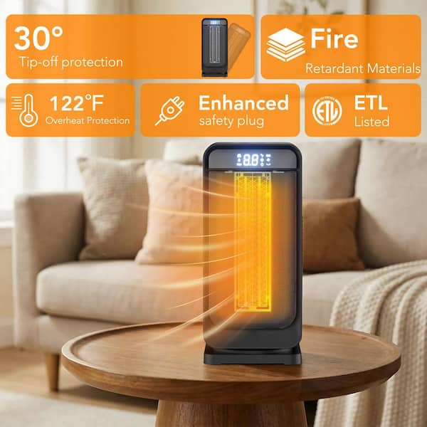 R.W.FLAME 1500W Portable Heater, Oscillating, with Thermostat and