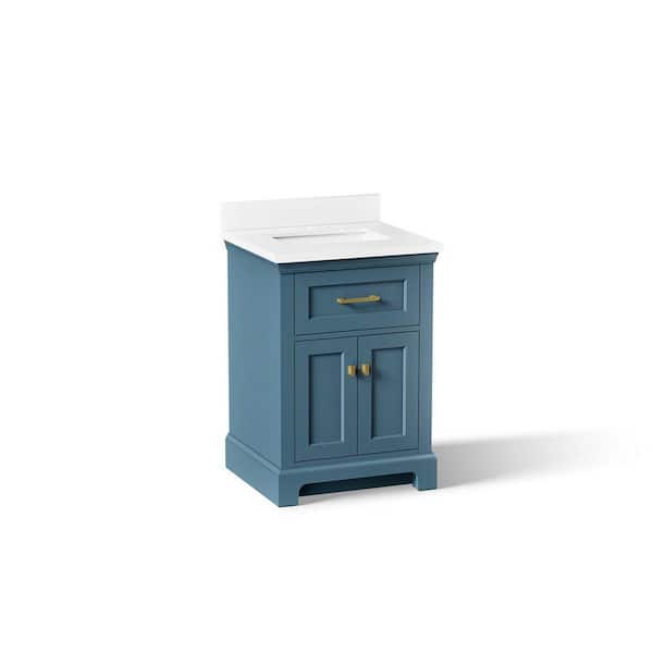 Charlemont 25in. Single Sink Freestanding Tidal Blue Bath Vanity with White Quartz Top Assembled