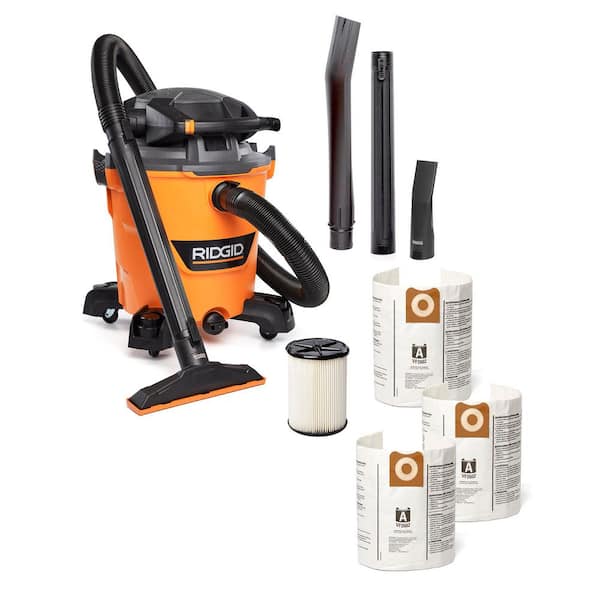 12 Gal. 6.0 Peak HP NXT Shop Vacuum HD1280 Wet Dry Vac with Detachable Blower, Filter, Accessories and 3 Dust Bags