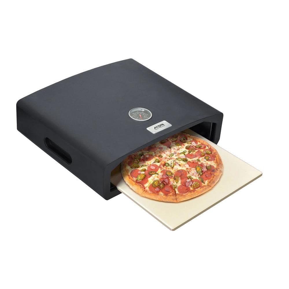 15.7 in. x 13.7 in. x 4 in. Portable Electric Grill Pizza Oven Stove Burner Top Pizza Box with Pizza Stone in Black