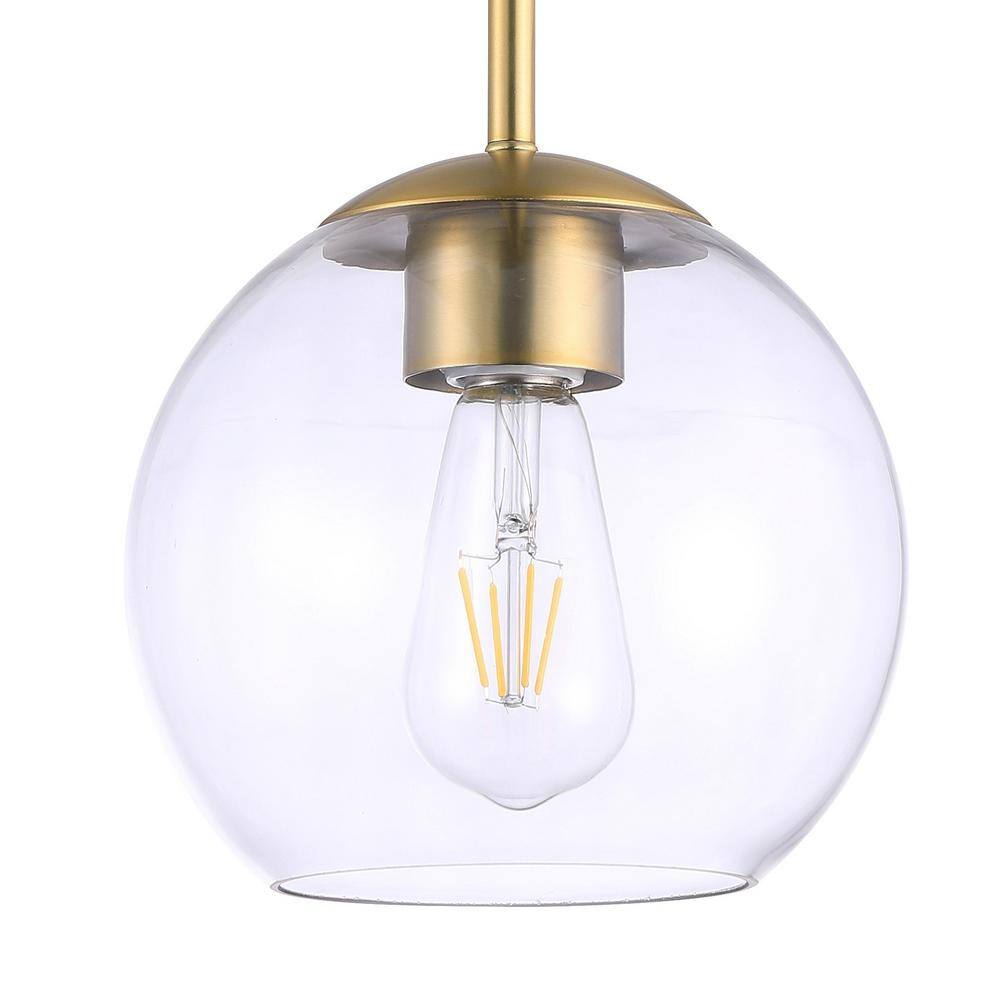 Auresa Modern Mini Pendant Light in Soft Brass with Clear Glass Orb