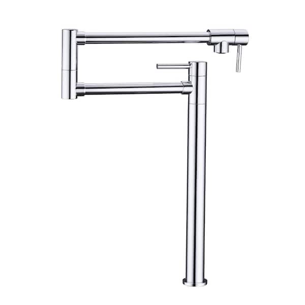 Fapully Deck Mounted Pot Filler Faucet with Extension Shank in Chrome
