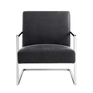 Amelia 32 in. Charcoal Faux Leather Arm Chair