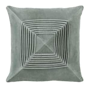 Pale Blue Geometric Pleated 18 in. x 18 in. Square Decorative Throw Pillow