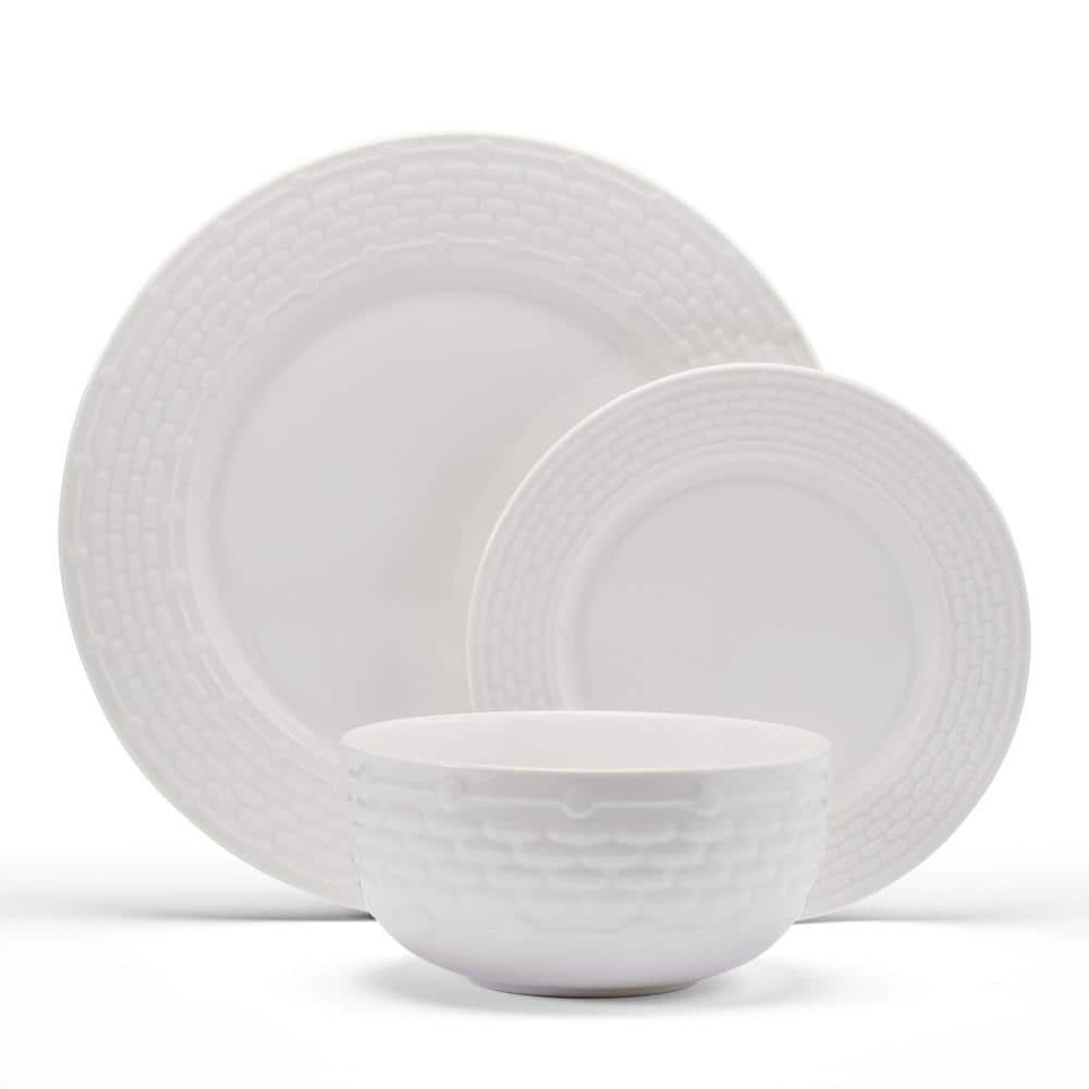 Sonya White Porcelain 24-Piece Dinnerware Set