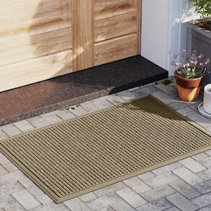 Waterhog Squares 18 in. x 27 in. PET Polyester Indoor Outdoor Door Mat Camel