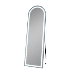 20 in. W x 63 in. H Arched Frameless LED Light Floor Bathroom Vanity Mirror in Sliver