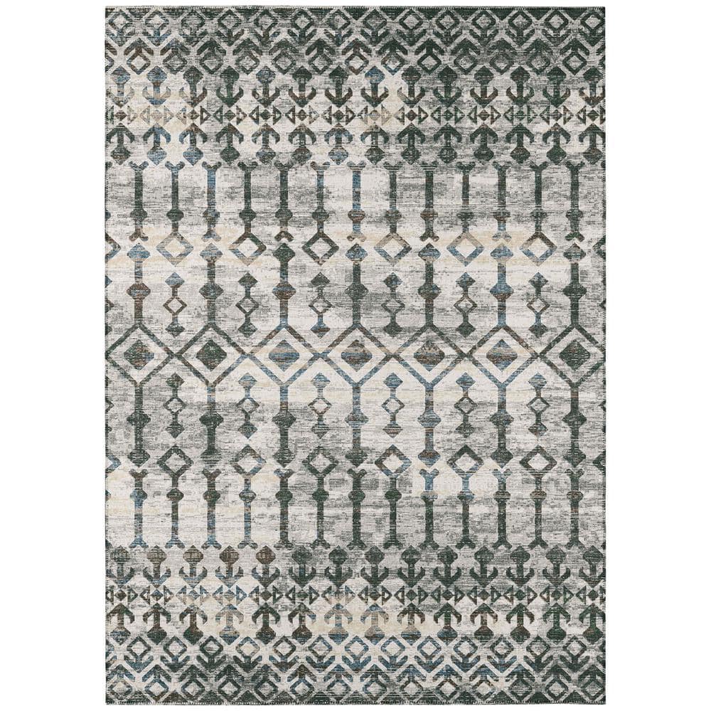 Bravado Grey 3 ft. x 5 ft. Geometric Indoor/Outdoor Washable Area Rug