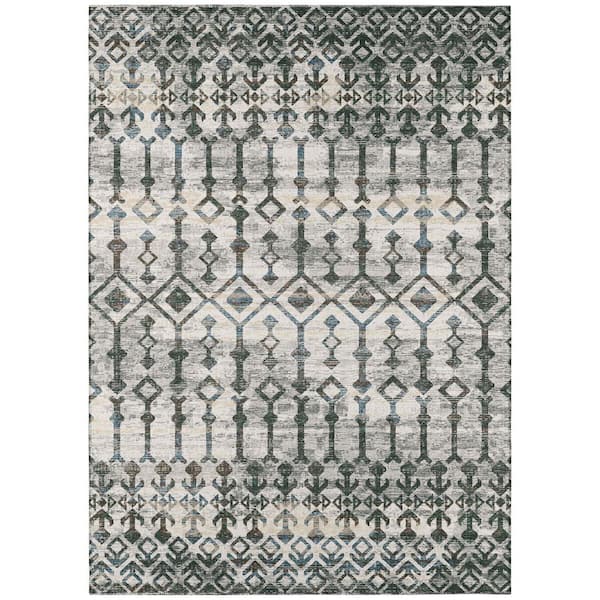 Addison Rugs Bravado Grey 3 ft. x 5 ft. Geometric Indoor/Outdoor Washable Area Rug