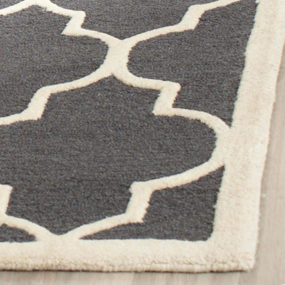 Hand-Tufted Beige & Ivory Square Wool Rug - 62" x 62"