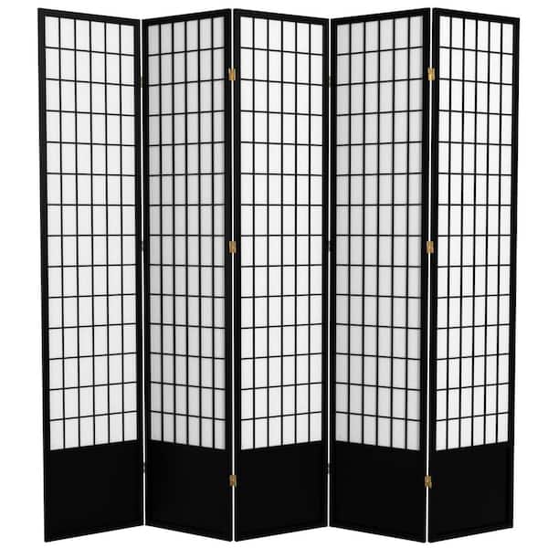 7 ft. Black 5-Panel Room Divider