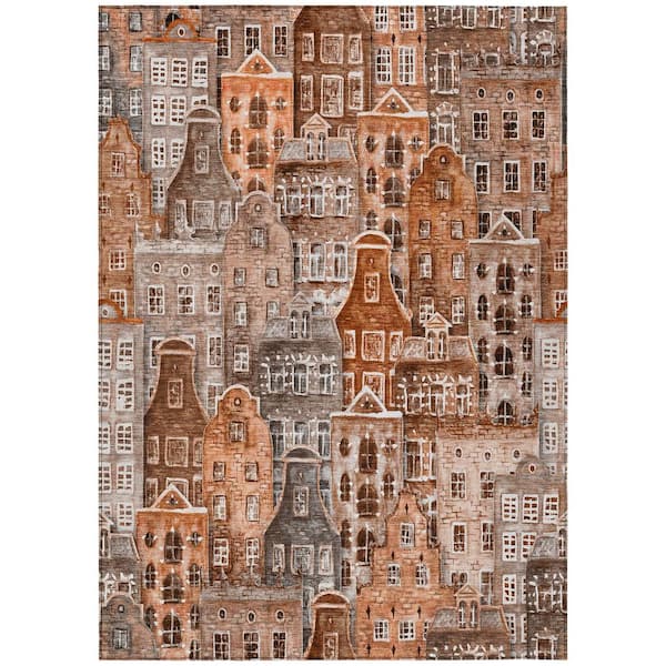 Addison Rugs Chantille ACN600 Paprika 8 ft. x 10 ft. Machine Washable Indoor/Outdoor Geometric Area Rug