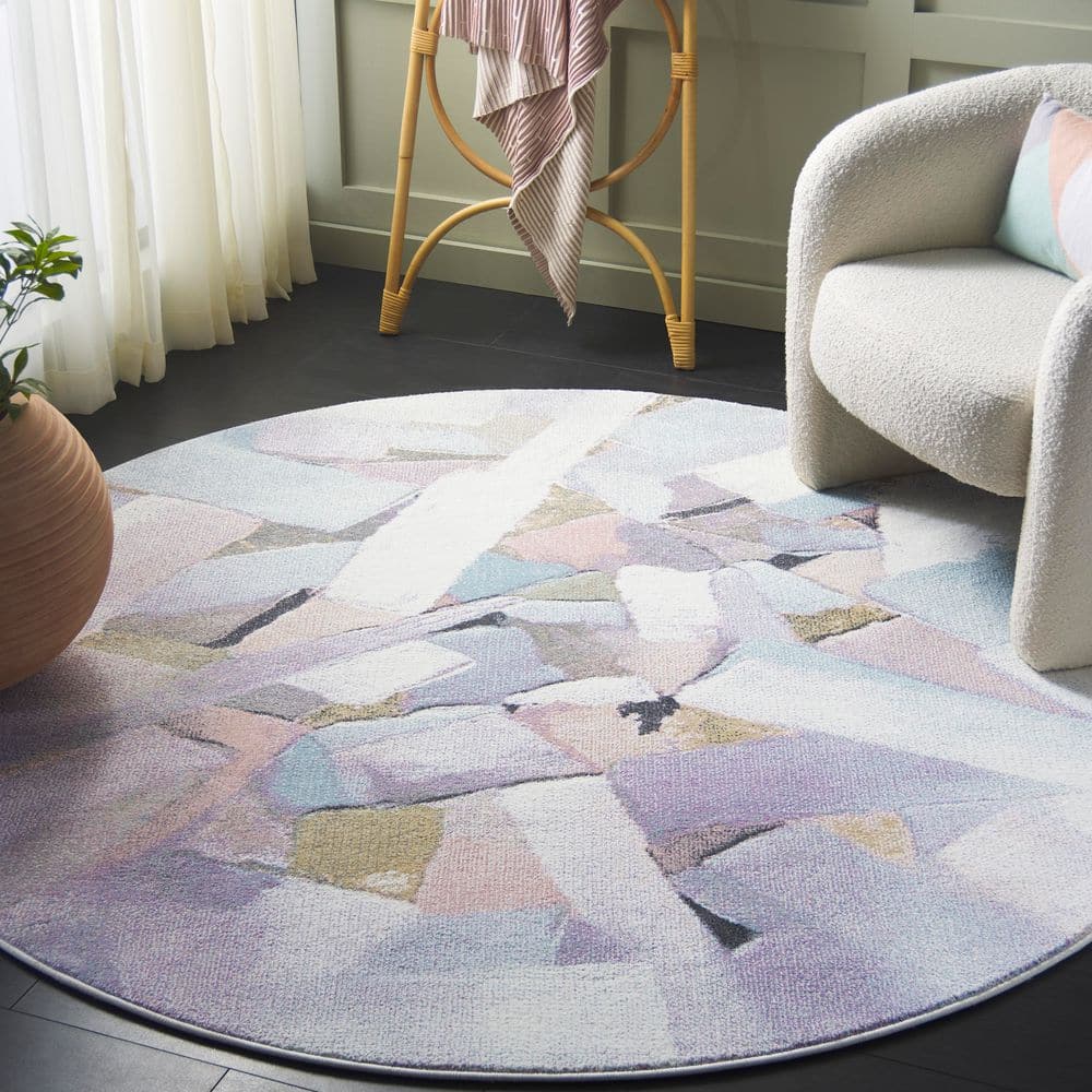 Porcello 7 ft. x 7 ft. Round Blue/Pink Speckled Abstract Area Rug price history on PriceWatchPro
