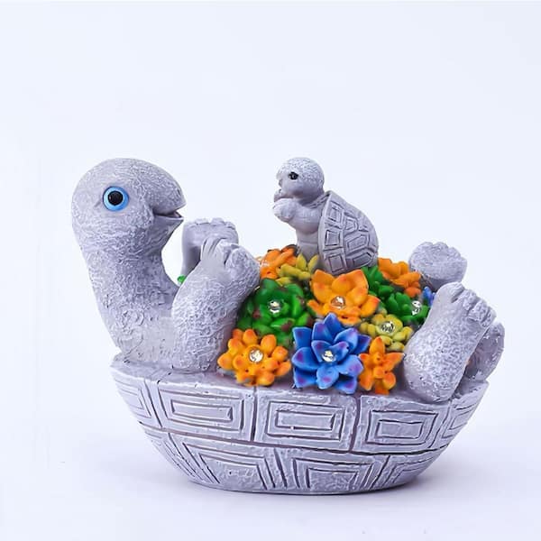 Solar Turtle Figurines Garden Statue L0CX1V2C63 - The Home Depot