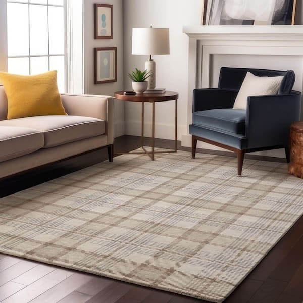 Mayfield Premium Machine Washable Abstract AMF1052 Linen 5 ft. x 7 ft. 6 in. Area Rug