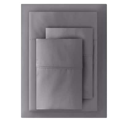 400 Thread Count Performance Cotton Sateen 4-Piece King Sheet Set in Charcoal