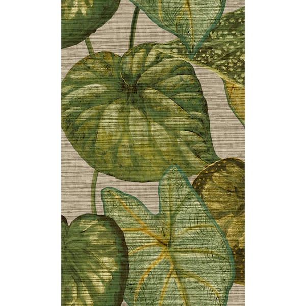 Walls Republic Tropical Leaves Beige and Green Non-Woven Paste the Wall Textured Wallpaper 57 sq. ft.