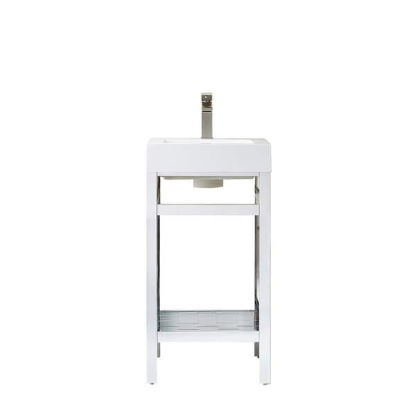 ROSWELL Ablitas 18 in. W x 18 in. D x 34 in. H Bath Vanity in Polished Chrome with White Composite Stone Top