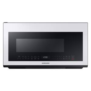 Bespoke 30 in. 2.1 cu. ft. Over the Range Microwave in White Glass with Sensor Cooking