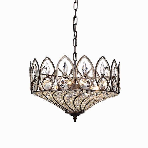 Warehouse of Tiffany Fridrick 15 in. 3-Light Indoor Bronze Pendant Chandelier