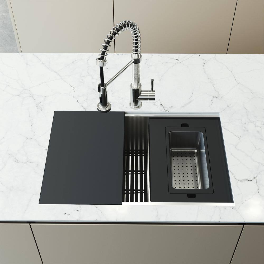 Hampton Stainless Steel 30" Single Bowl Undermount Workstation Sink