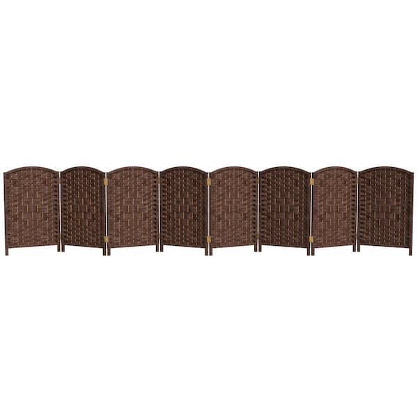 2 ft. Short Diamond Weave Fiber Folding Screen - Dark Mocha - 8 Panel