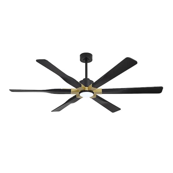 78 in. (6.5 ft.) 6 Blades Indoor Ceiling Fan with Integrated LED and Remote, Gold