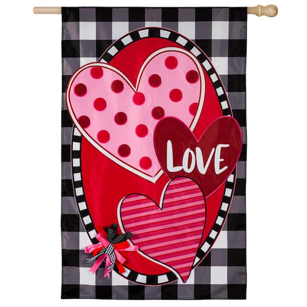 Evergreen Enterprises 2-1/3 ft. x 3-2/3 ft. Hearts and Love House Applique Flag