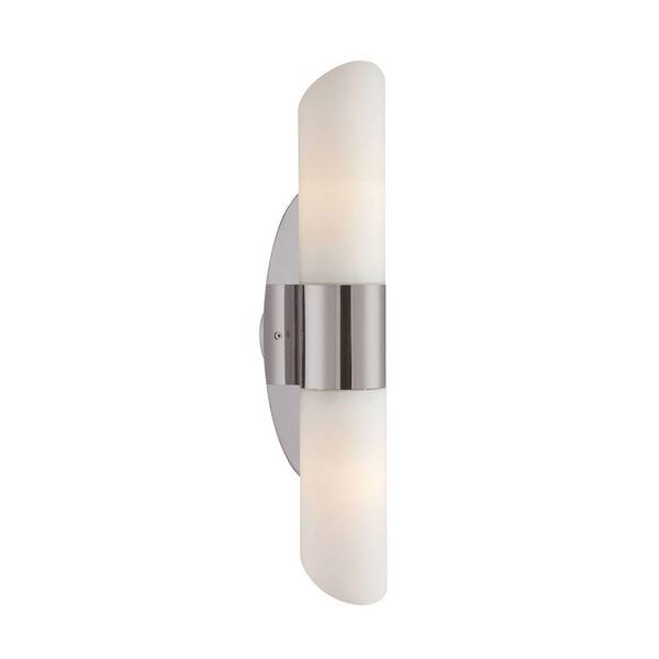 Titan Lighting Ango 2-Light Satin Nickel Sconce with Chamfer-Cut White Opal Glass