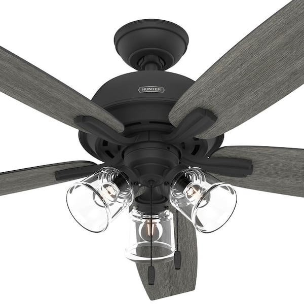 Hunter - Dondra 60 in. Indoor Matte Black Ceiling Fan with Light Kit Included