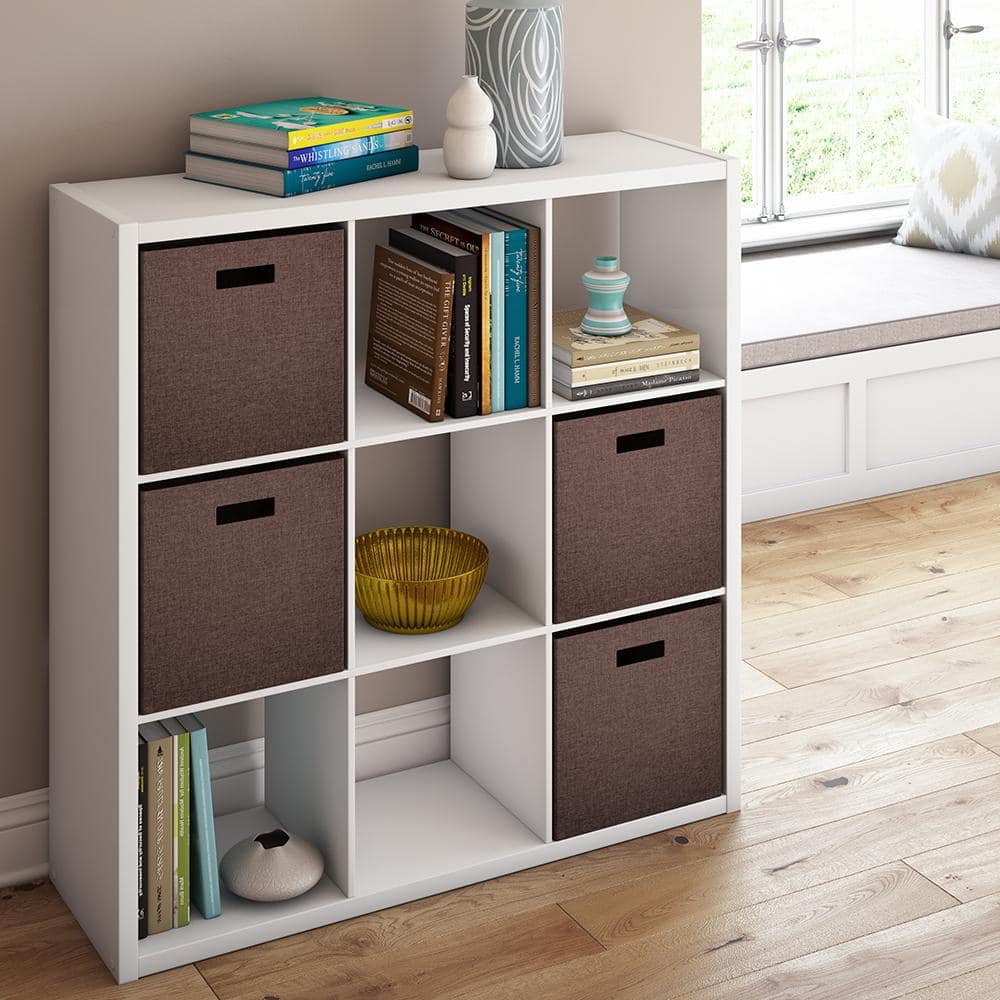 Contemporary White Engineered Wood 9-Cube Organizer for Kids