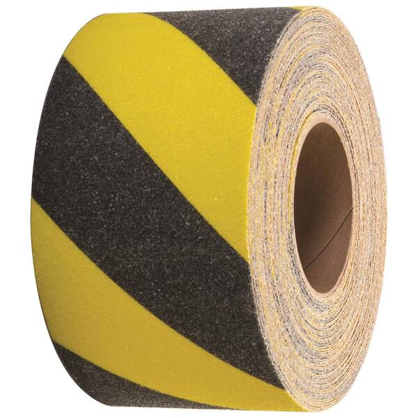 Mutual Industries High Quality Non-Skid Hazard Stripe Abrasive Tape, 60' Length x 4 Width, Yellow/Black