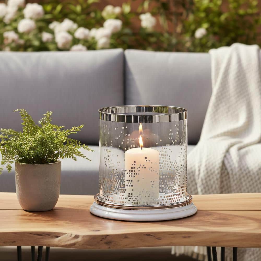 Gsy Silver and White Glass Decorative Candle holder price history on PriceWatchPro