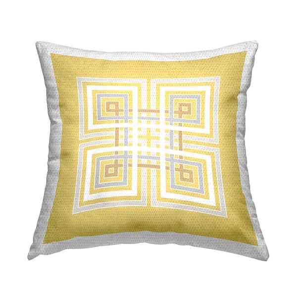 Stupell Industries Yellow Greek Key Pattern Yellow Square Outdoor Throw Pillow
