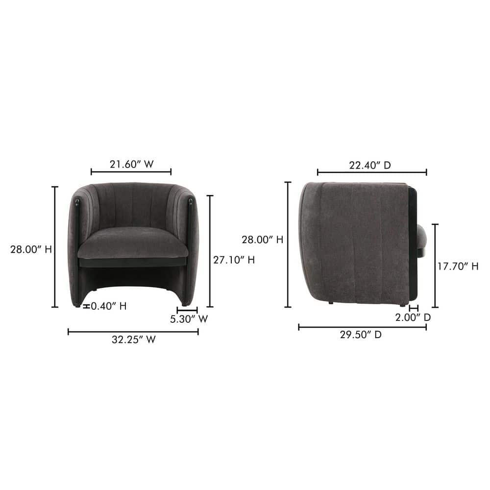 Dark Gray Polyester Upholstered Armchair with Wood Frame
