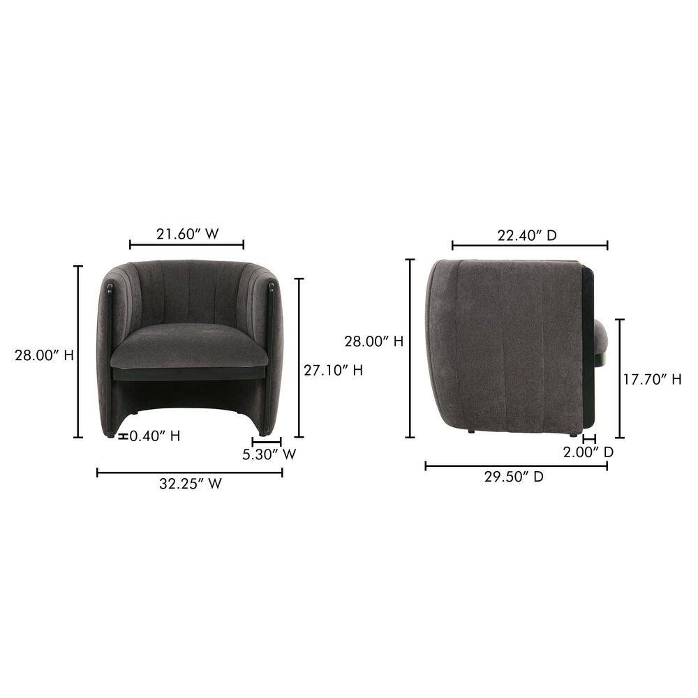 Dark Gray Polyester Upholstered Armchair with Wood Frame