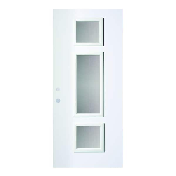 Stanley Doors 32 in. x 80 in. Marjorie Screen 3 Lite Painted White Right-Hand Inswing Steel Prehung Front Door