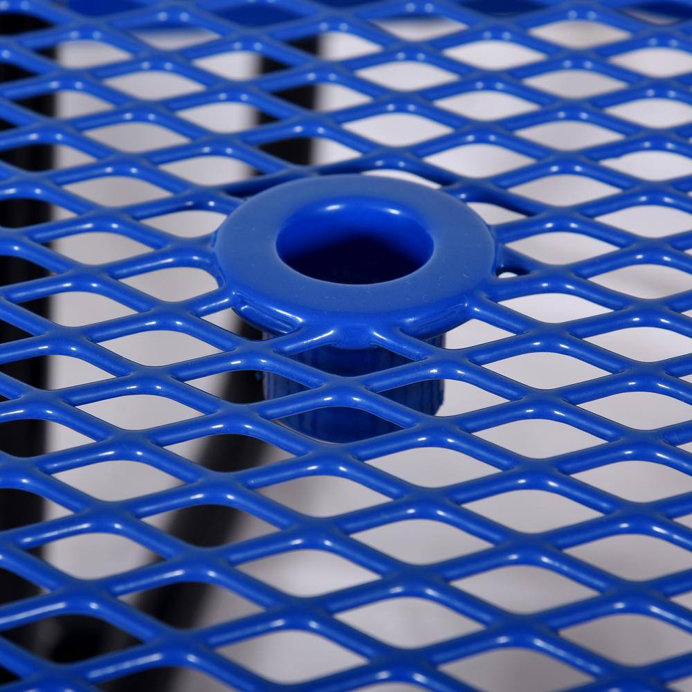 46 in. Blue Round Steel Outdoor Picnic Table with Benches