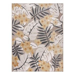 Tara Polly Gray 6 ft. x 9 ft. Floral Indoor/Outdoor Area Rug
