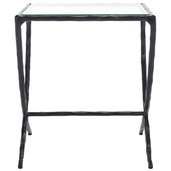 SAFAVIEH Debbie 18 in. Black Square Metal End Table