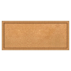 Salon Scoop Copper Wood Framed Natural Corkboard 32 in. x 14 in. Bulletin Board Memo Board