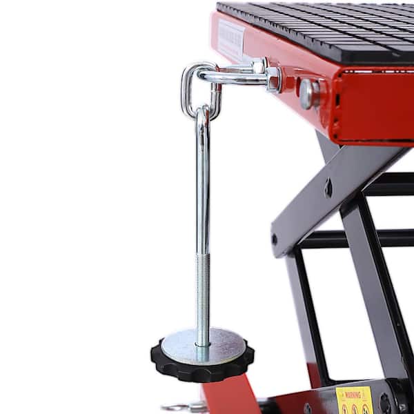 WRIGHTMASTER 300 lbs. Capacity Motorcycle Scissor Jack in Red with
