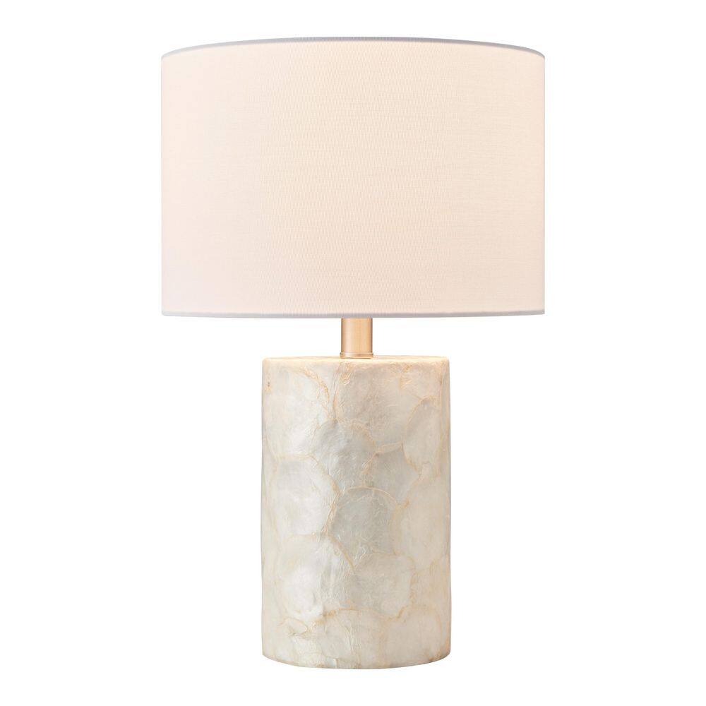 18 in. Natural Seashell Resin Table Lamp with White Linen Shade price history on PriceWatchPro
