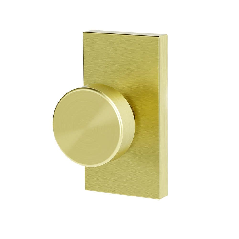 Modern Metal Brushed Gold Interior Hall/Closet Unkeyed Passage Door Knob with Round Knob and Rectangular Backplate price history on PriceWatchPro