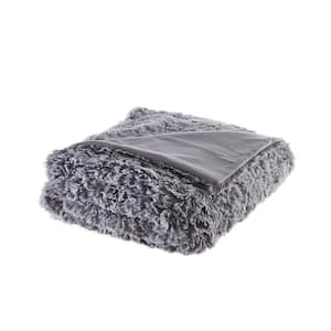 Charlie Gray Solid Color Polyester Throw Blanket