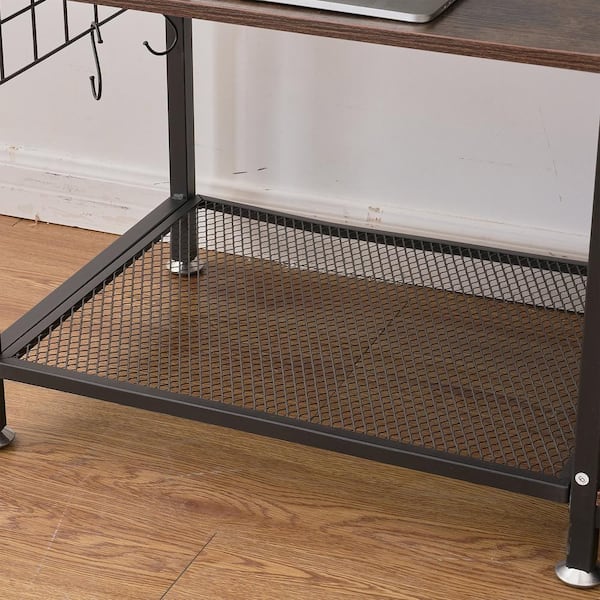 VECELO TV Stand with Adjustable TV Mount, Industrial Wood VECELO TV Stand with Adjustable TV Mount, Industrial Wood