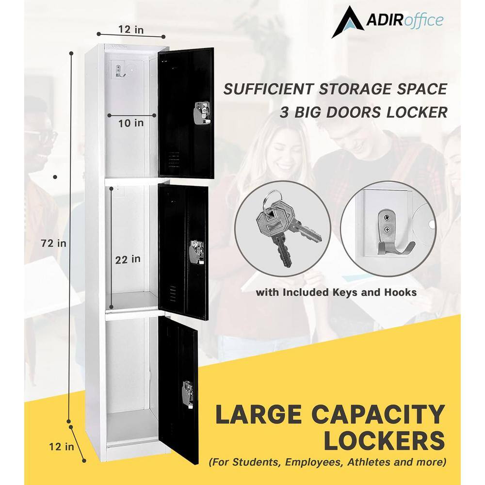 Black Freestanding Steel Office Locker with Adjustable Shelving